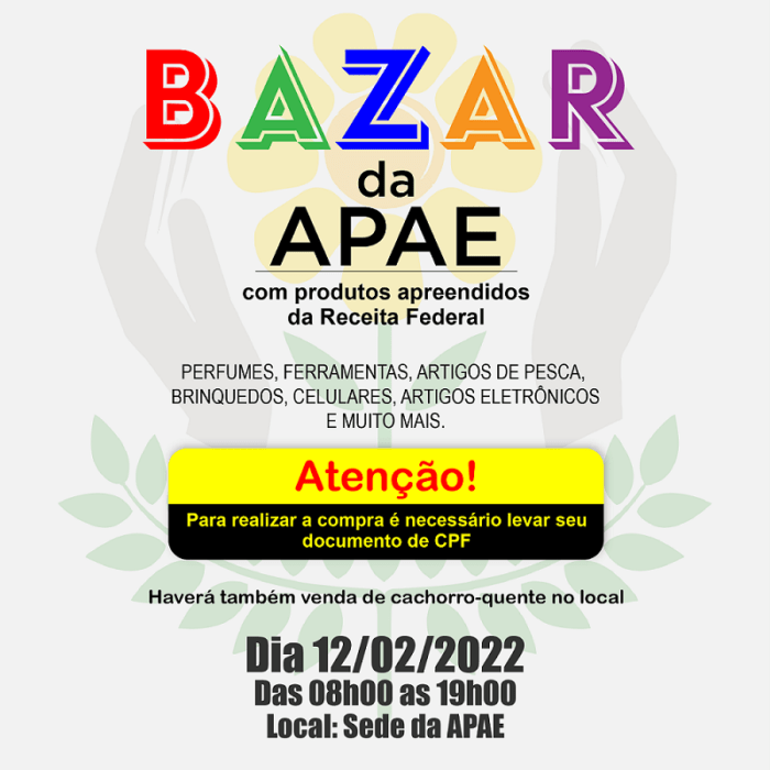 12 02 2022 Bazar e venda de cachorro quente APAE Calendário de